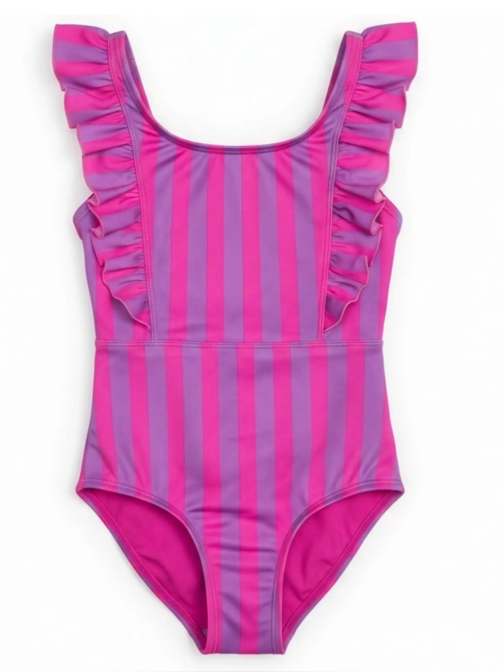 Cat & Jack Pink and Purple Striped Ruffle Swimsuit
